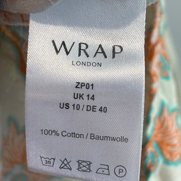 Wrap London Fine Cotton Floral Printed Button Down Blouse - size 10 - Picture 6 of 6